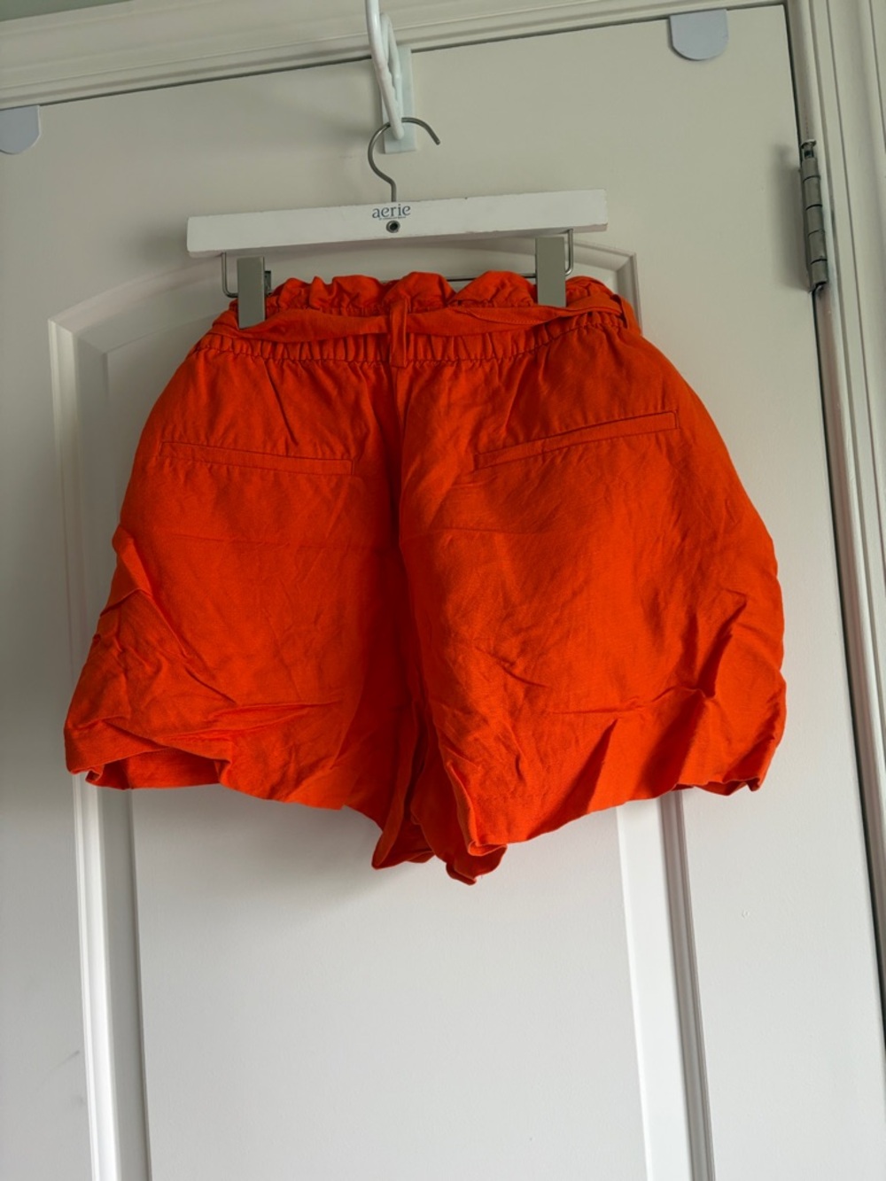 LOFT Orange High-Waist Tie Paperbag Shorts - Picture 6 of 7